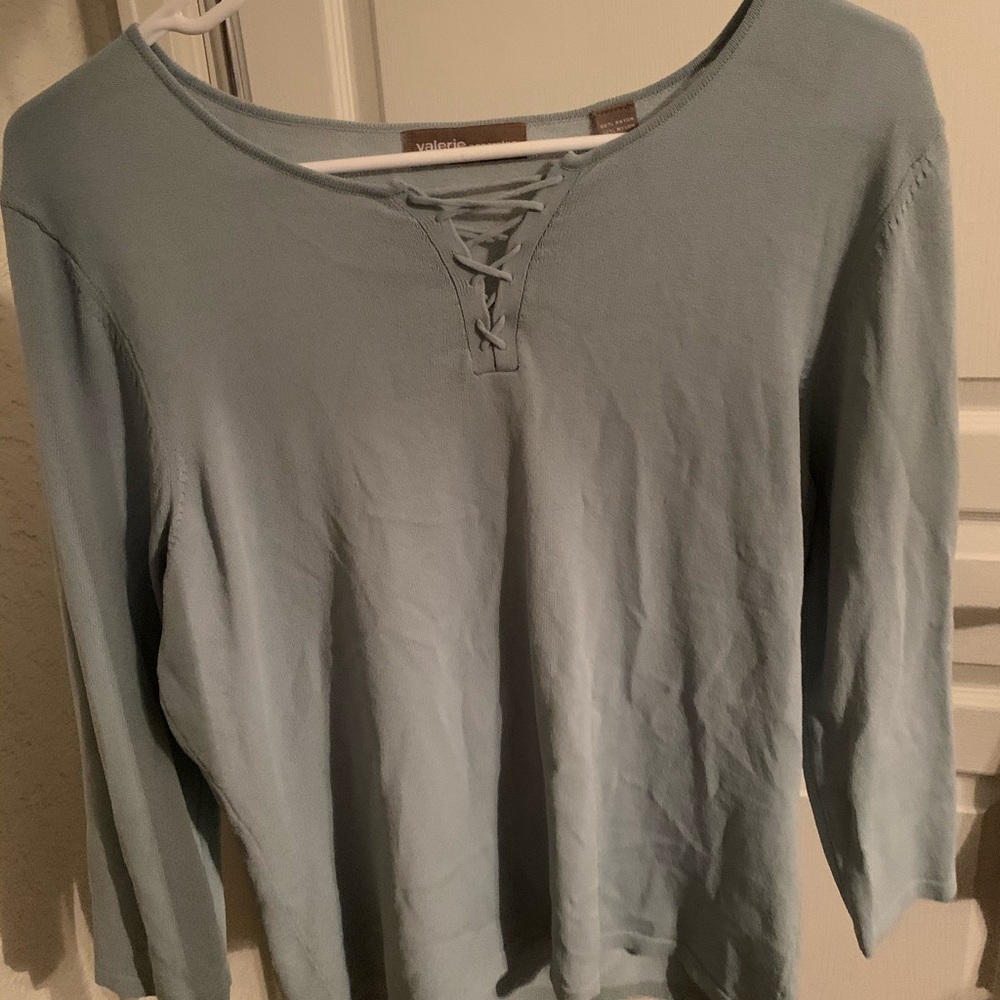 light blue thin blouse